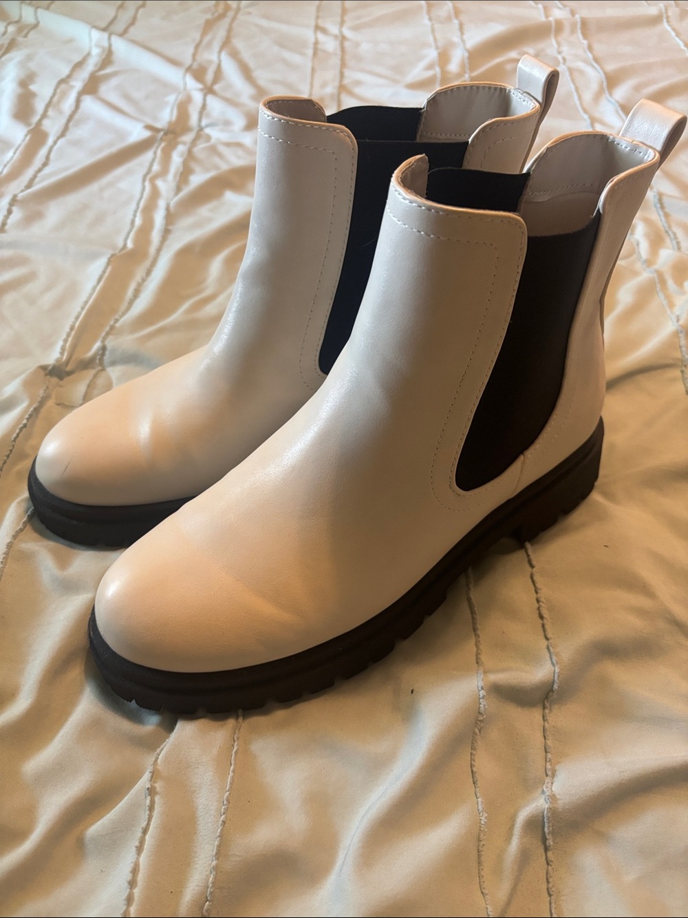 Old Navy White Lug Sole Ankle Boots